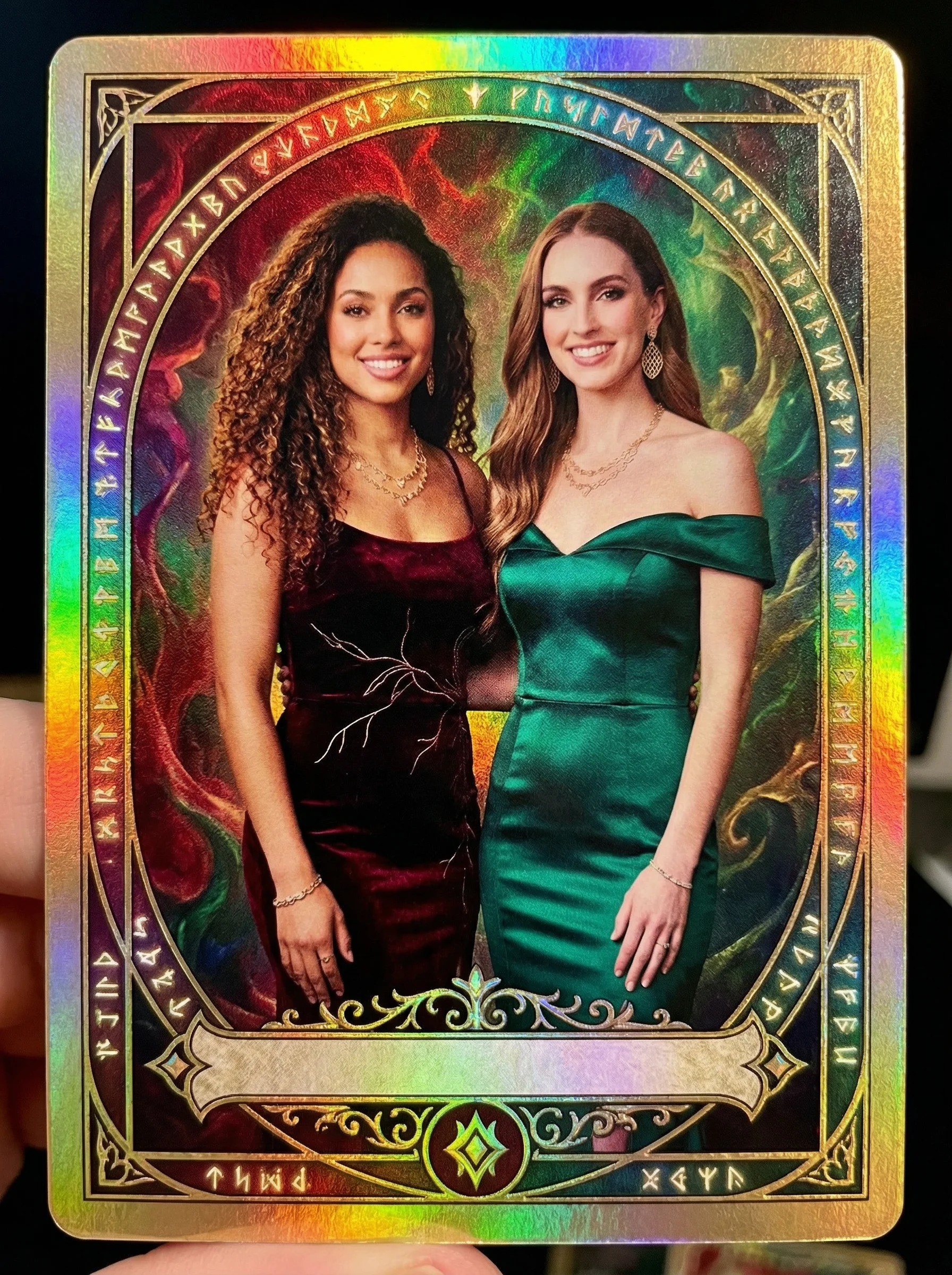 Example of a well-crafted AI photo booth prompt result showing a trading card style transformation